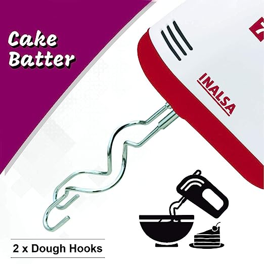 Inalsa Hand Blender| Hand Mixer|Beater - Easy Mix, Powerful 250 Watt Motor | Variable 7 Speed Control | 1 Year Warranty | (White/Red) Inalsa Hand Blender| Hand Mixer|Beater - Easy Mix, Powerful 250 Watt Motor | Variable 7 Speed Control | 1 Year Warranty | (White/Red)